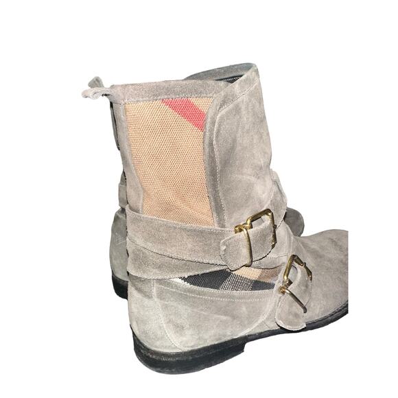 Women’s Burberry Nova Check Worcester Buckle Detail Suede Ankle Boots Size 10 main image 5